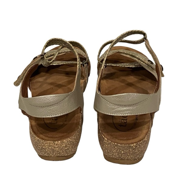 new TAOS Trulie 41 / 10 - 10.5 Woven Leather Ankle Strap Comfort Sandals Stone - Picture 6 of 11